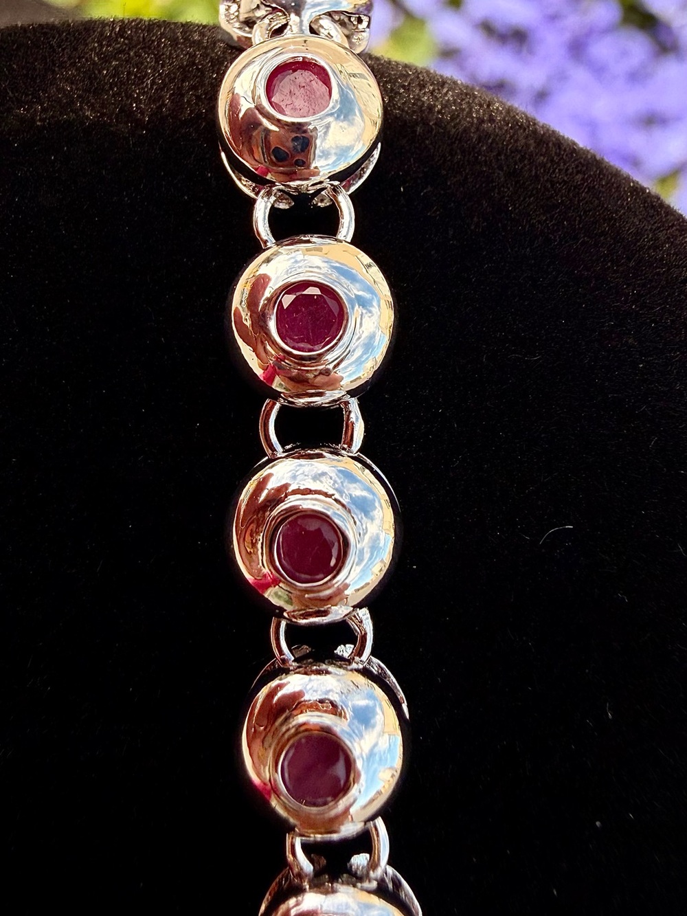 8.00 CTW AA Ruby 18K White Gold Plated Designer Bracelet 7 Inc - Picture 10 of 12